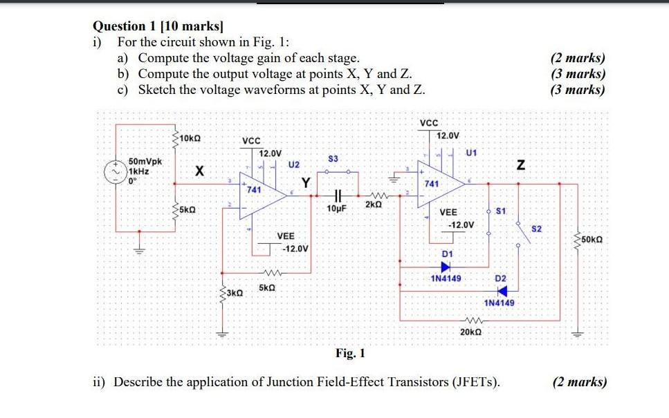 Solved Question 1 [10 marks] i) For the circuit shown in | Chegg.com