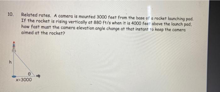 Solved 10. Related rates. A camera is mounted 3000 feet from | Chegg.com