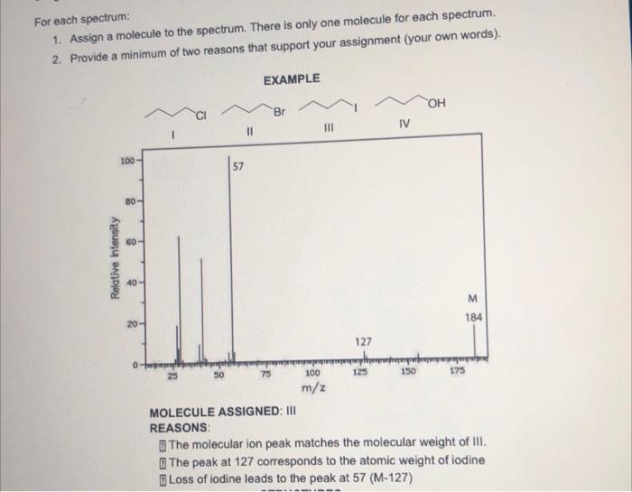 Solved For each spectrum: 1. Assign a molecule to the | Chegg.com