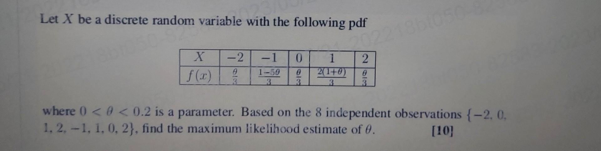 Solved Let X be a discrete random variable with the | Chegg.com