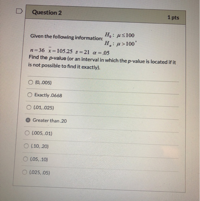 Solved Question 2 1 pts Given the following information: H: | Chegg.com