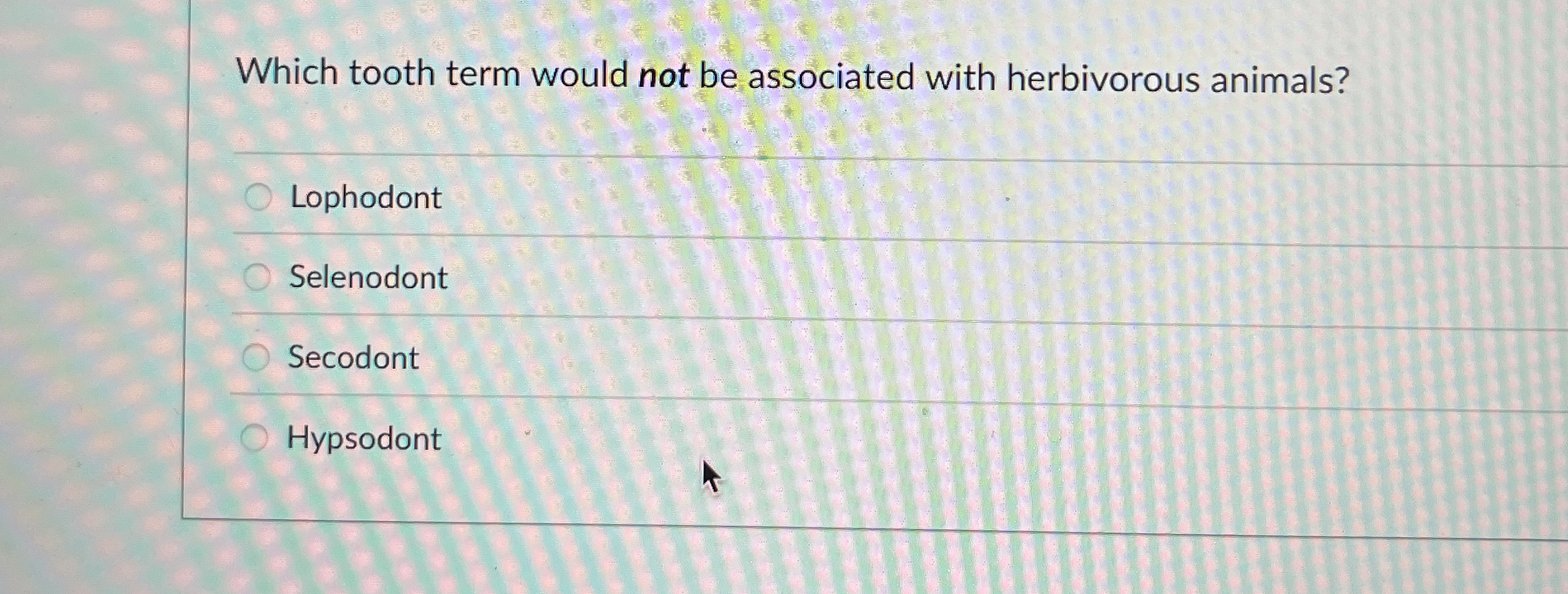 Solved Which tooth term would not be associated with | Chegg.com