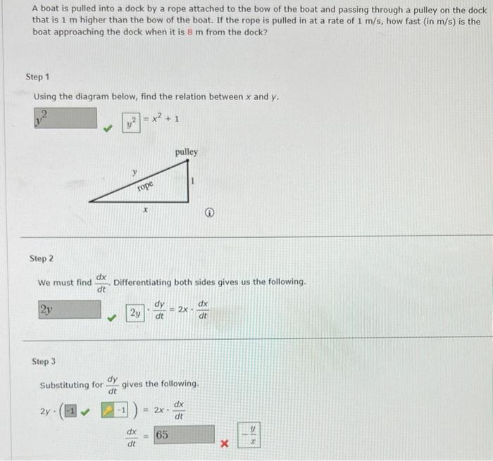 Solved A boat is pulled into a dock by a rope attached to | Chegg.com