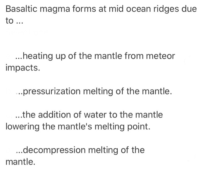 Basaltic Magma Forms The Rock At Mid-ocean
