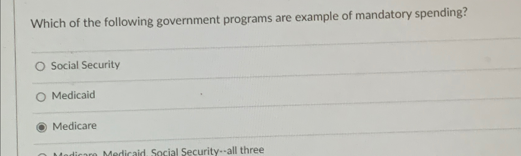 Solved Which of the following government programs are | Chegg.com