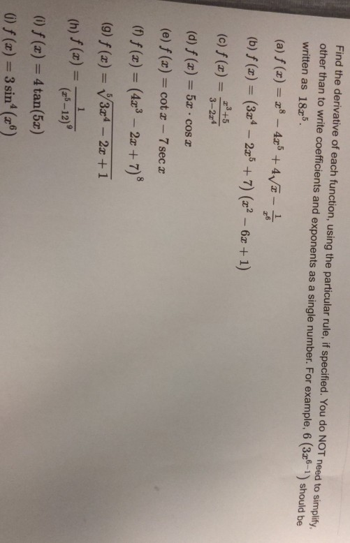 Solved Find the derivative of each function, using the | Chegg.com