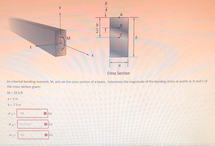 Solved An internal bending moment, M, acts on the cross | Chegg.com