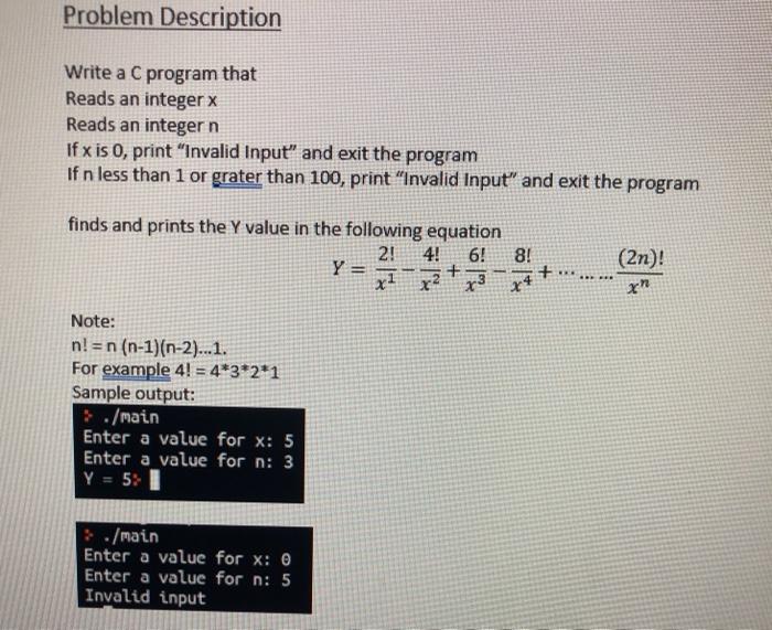 Solved Problem Description Write a C program that Reads an | Chegg.com