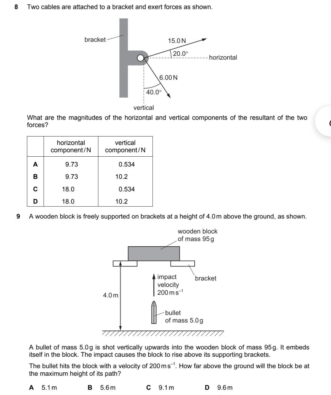 Solved 8 Two cables are attached to a bracket and exert