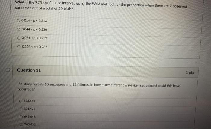 Solved What is the 95% confidence interval, using the Wald | Chegg.com