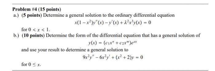 Solved Problem \#4 (15 Points) A.) (5 Points) Determine A | Chegg.com ...