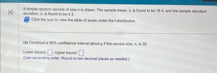 Solved A simple random sample of size n is drawn. The sample | Chegg.com
