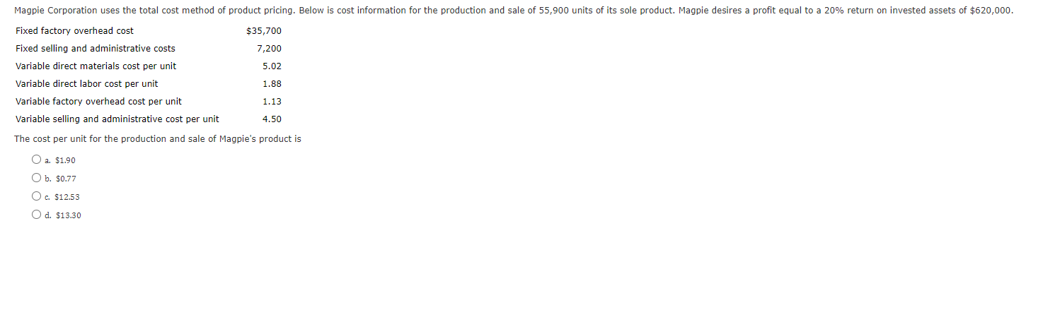 Solved \table[[Fixed factory overhead cost,$35,700 | Chegg.com