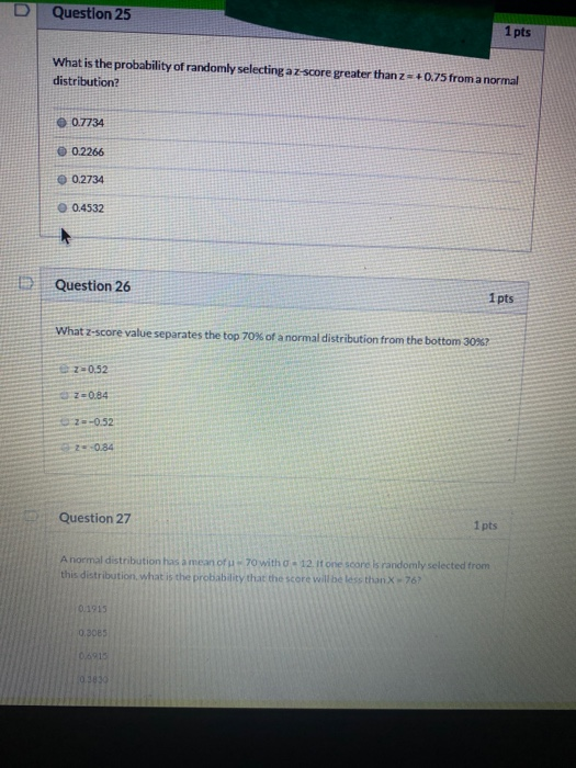 Solved Question 25 1 pts What is the probability of randomly | Chegg.com