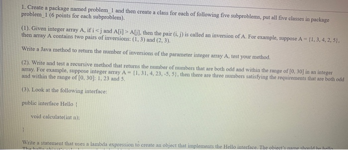 Solved 1. Create a package named problem_1 and then create a | Chegg.com