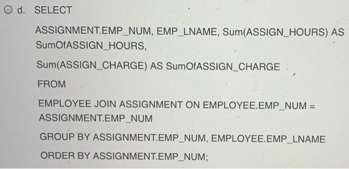 Solved What is the SQL code that will join the EMPLOYEE and | Chegg.com