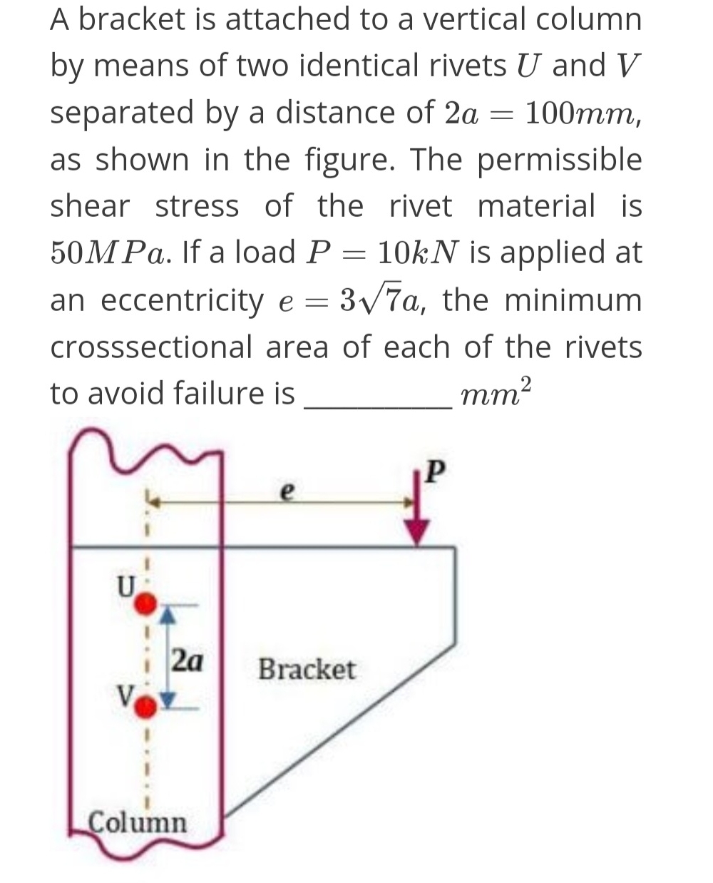 Solved A bracket is attached to a vertical columnby means of | Chegg.com