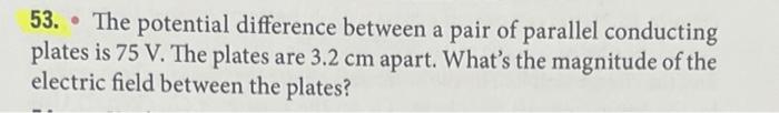 Solved 53. - The potential difference between a pair of | Chegg.com