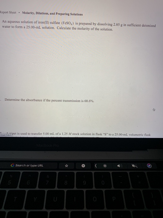 Solved Report Sheet • Molarity, Dilutions, and Preparing