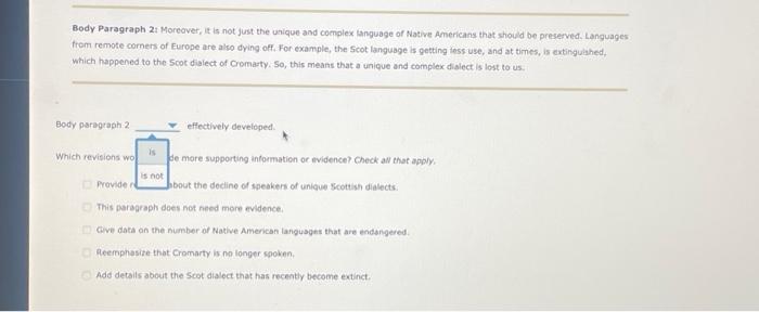 Body Paragraph 2: Moreover, it is not just the unique | Chegg.com