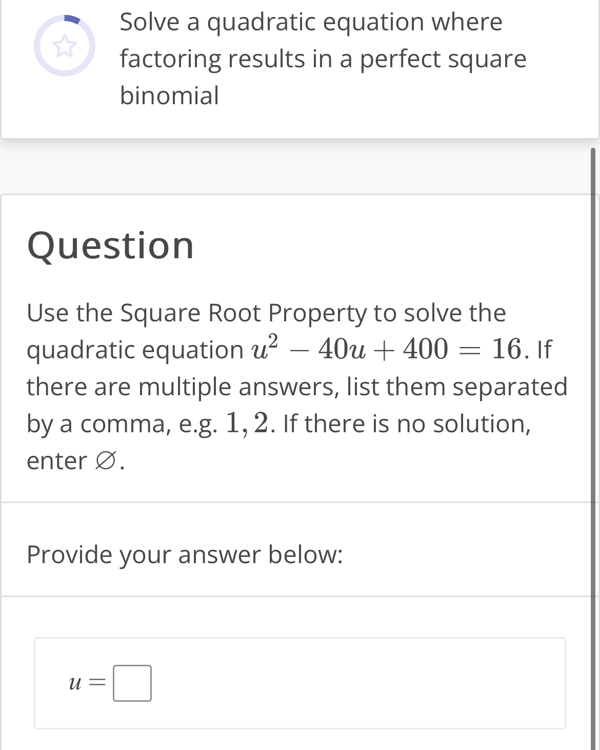 Solved Solve a quadratic equation where factoring results in | Chegg.com