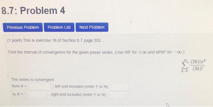 Solved 8.7: Problem 4 Previous Problem Problem List Next | Chegg.com