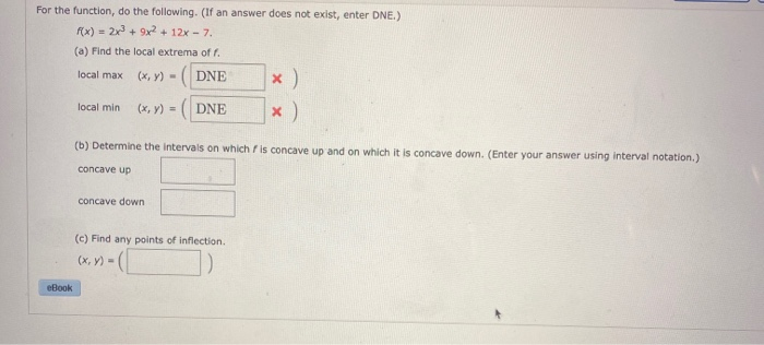 Solved For the function, do the following. (If an answer | Chegg.com