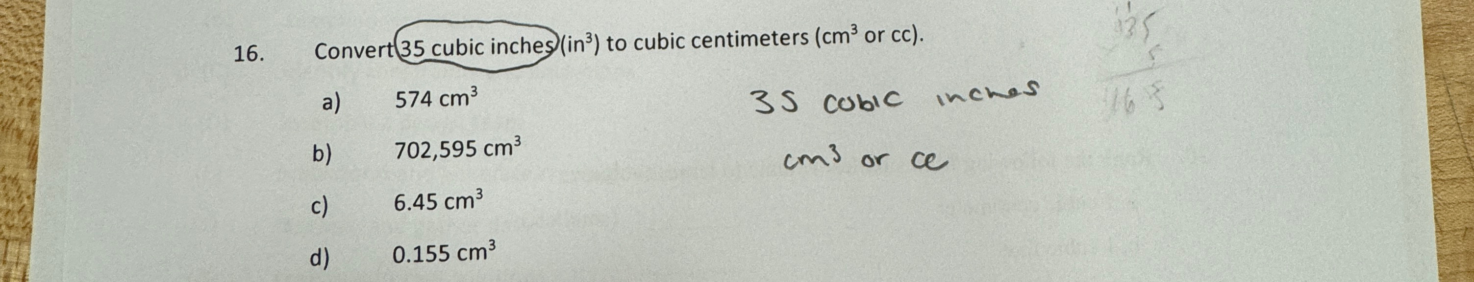 Solved Convert 35 ﻿cubic inches (in ?3 ) ﻿to cubic | Chegg.com