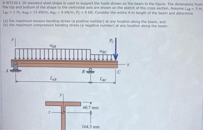 Solved A WT230 x 26 standard steel shape is used to support | Chegg.com