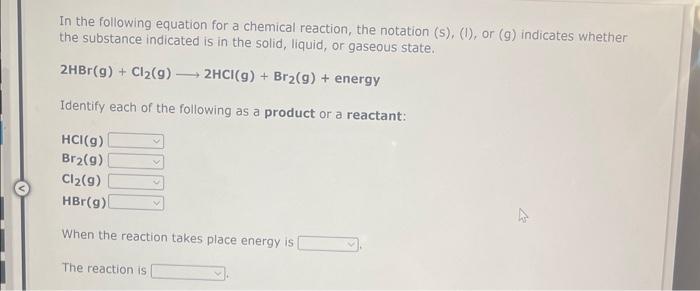 Solved In the following equation for a chemical reaction, | Chegg.com