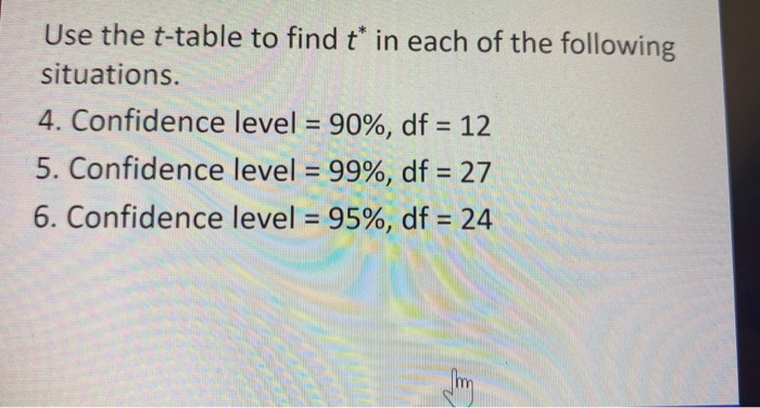 Solved Use The T Table To Find T In Each Of The Followin Chegg Com