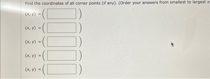 Find the coordinates of all corner points (if any). (Order your answers from smallest to largest \[ \begin{array}{l} (x, y)=(