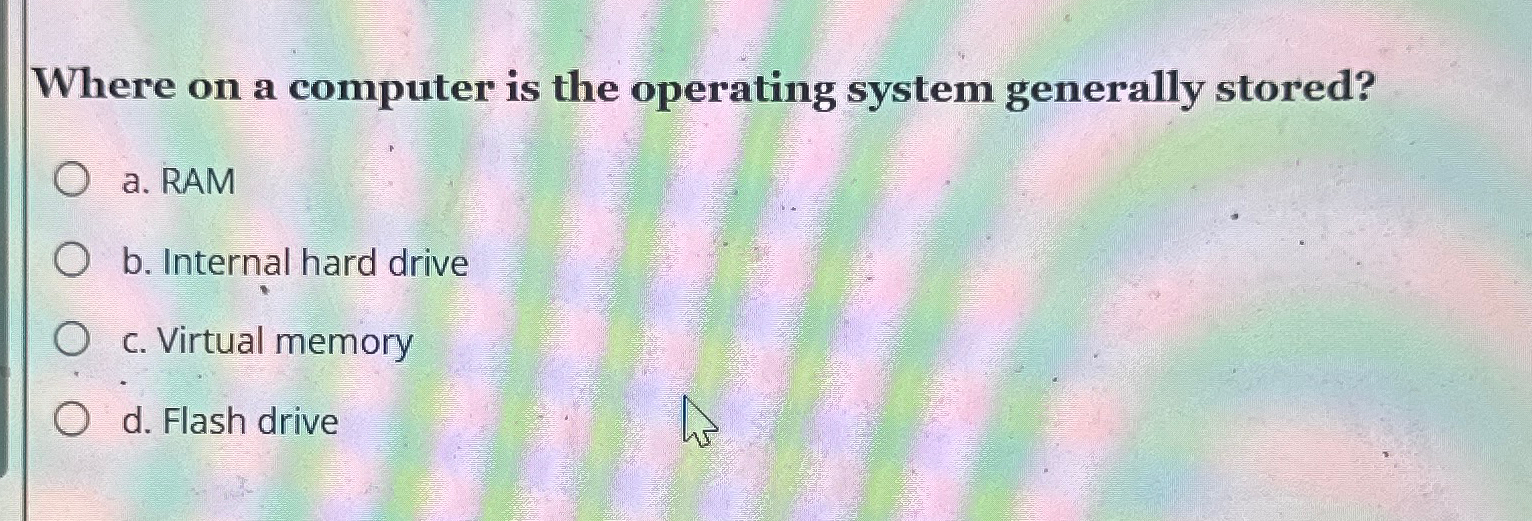 Solved Where on a computer is the operating system generally | Chegg.com