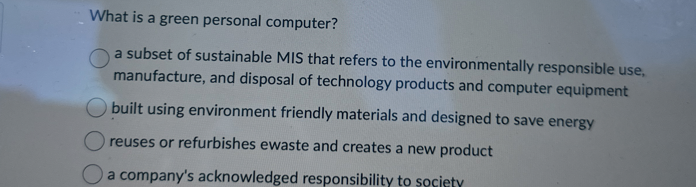 Solved What is a green personal computer?a subset of