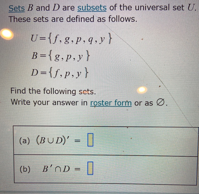 Solved Sets B And D Are Subsets Of The Universal Set U. | Chegg.com