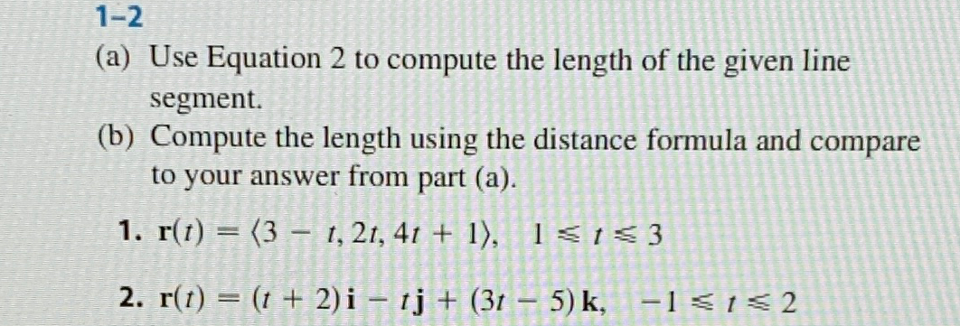 Solved 1-2(a) ﻿Use Equation 2 ﻿to compute the length of the | Chegg.com