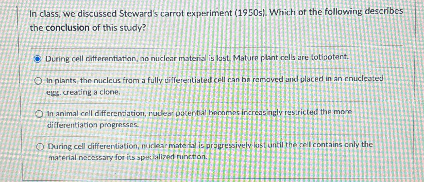 stewards carrot experiment