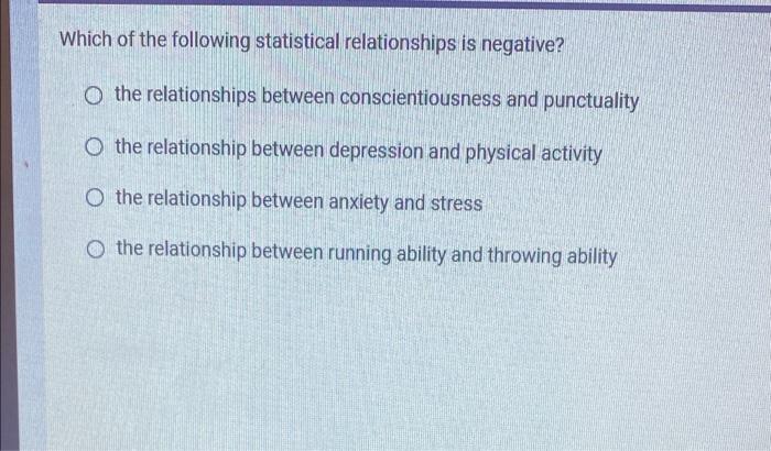 Solved Which of the following statistical relationships is | Chegg.com