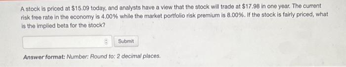 Solved A stock is priced at $15.09 today, and analysts have | Chegg.com