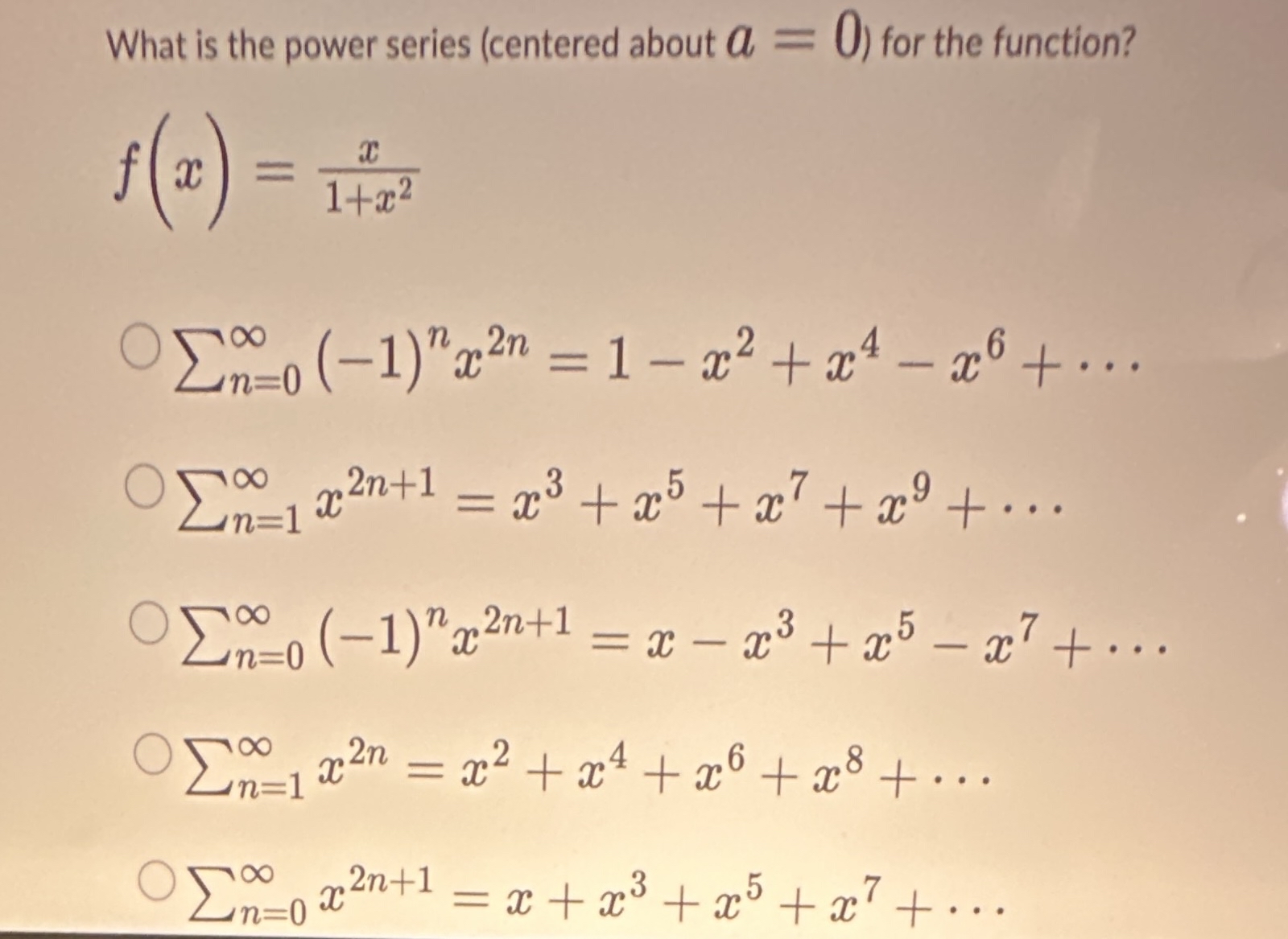 Solved What is the power series (centered about a=0 ) ﻿for | Chegg.com