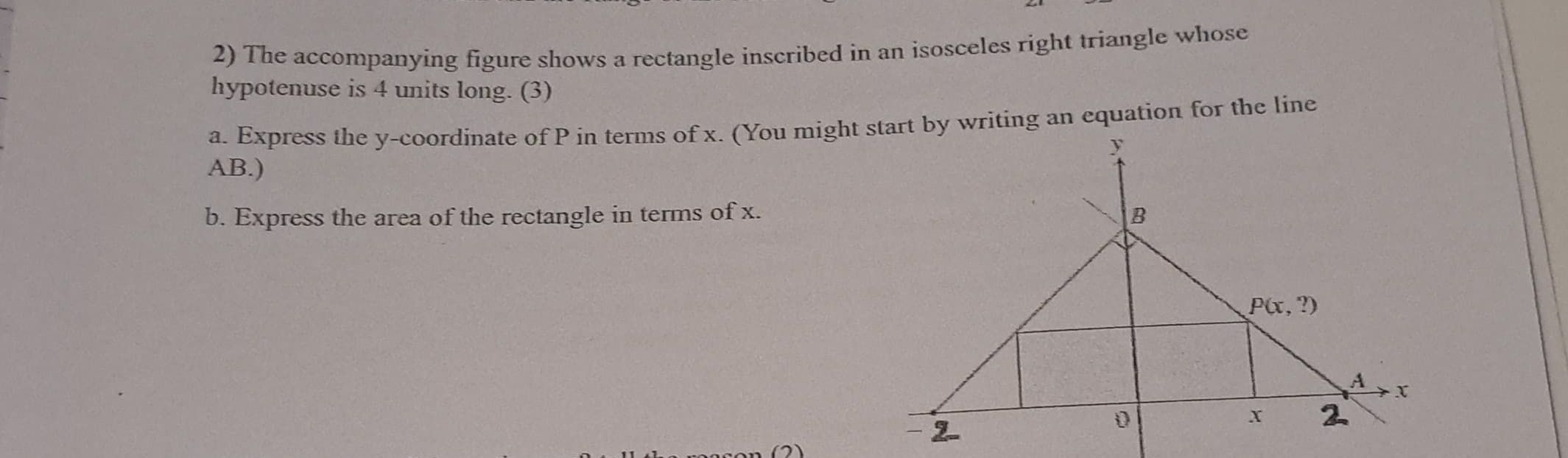 Solved by an EXPERT The accompanying figure shows a rectangle inscribed ...