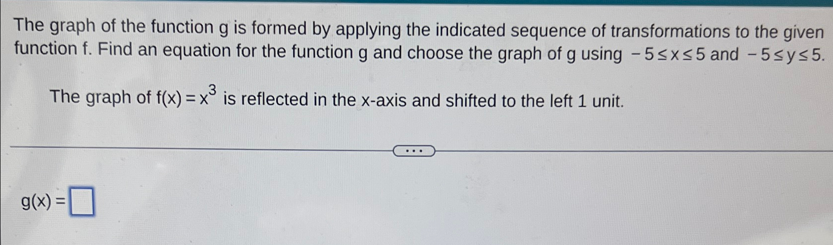 Solved The graph of the function g ﻿is formed by applying | Chegg.com