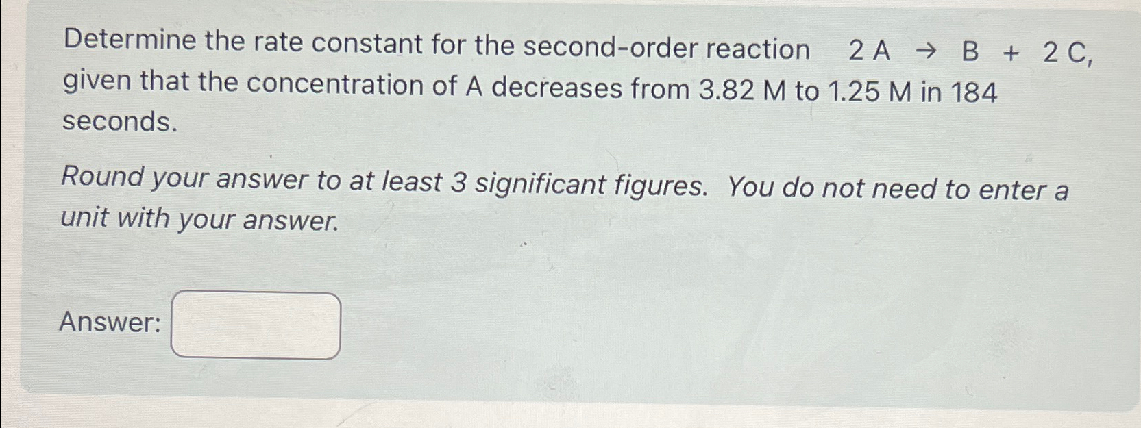 Solved Determine the rate constant for the second-order | Chegg.com