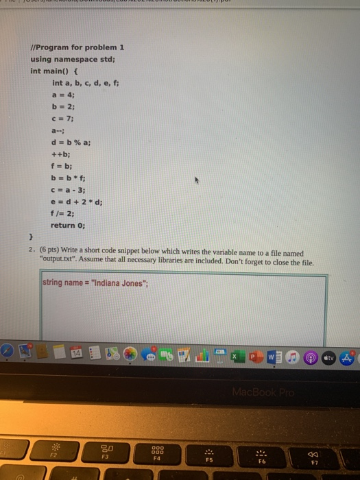 Solved 1. (14 pts) Trace the program on the following page | Chegg.com