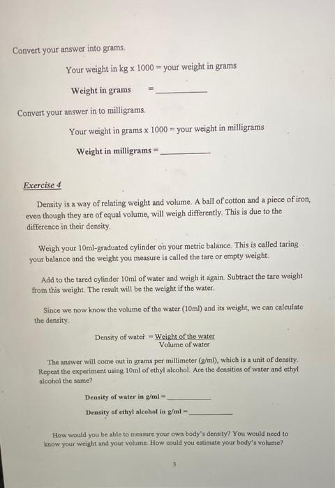 Solved SCB203: HUMAN BIOLOGY I THE METRIC SYSTEM LAB #2 The | Chegg.com