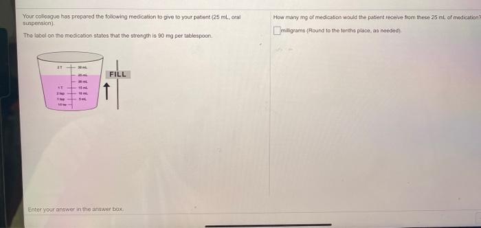 Your colleague has prepared the following medication to give to your patient (25 ml. oral suspension) The label on the medica