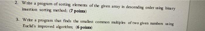 Solved 2. Write a program of sorting elements of the given | Chegg.com