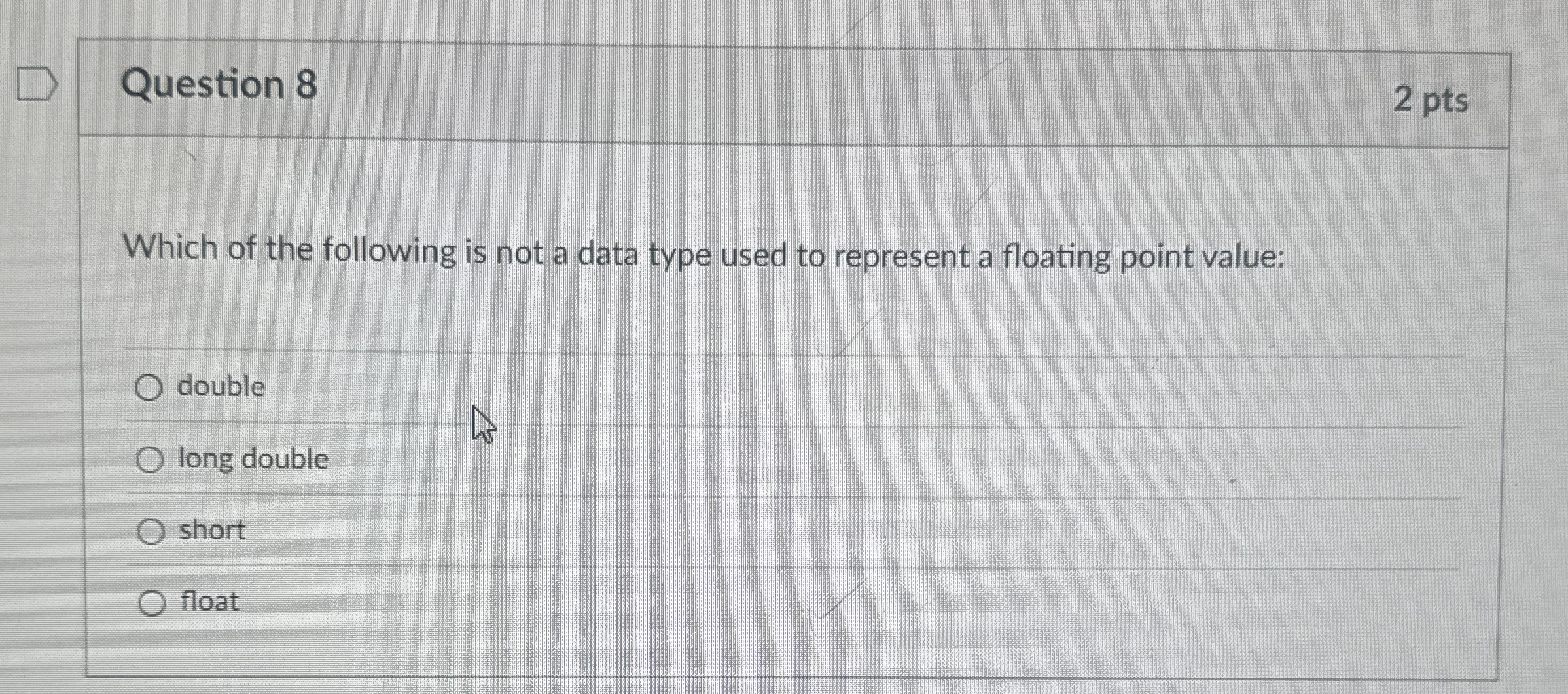 Solved Question 82 ﻿ptsWhich of the following is not a data