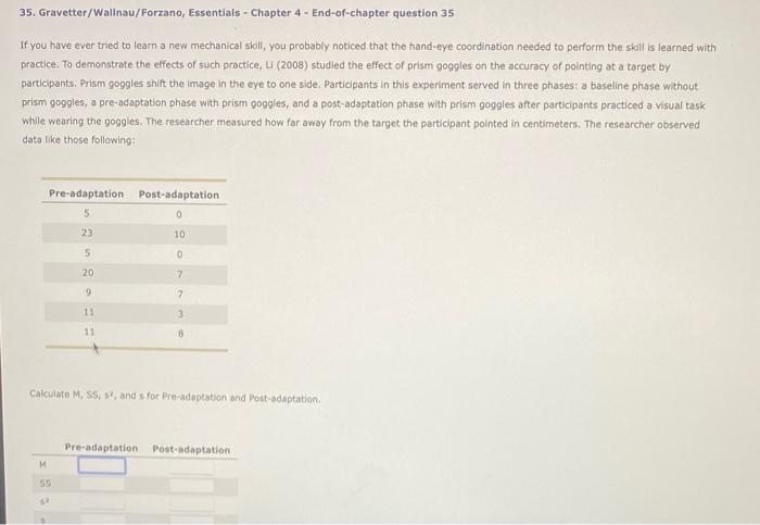 Solved 35 Gravetter Wallnau Forzano Essentials Chapter 4 Chegg