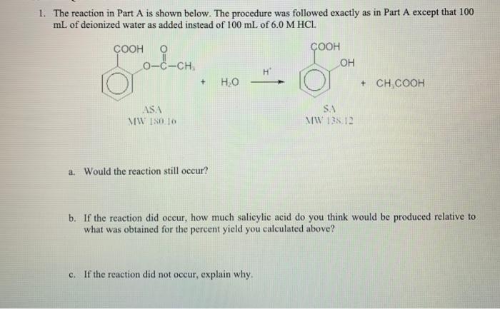 Solved Mass, g Mol Acetylsalicylic acid 5.08 Salicylic acid